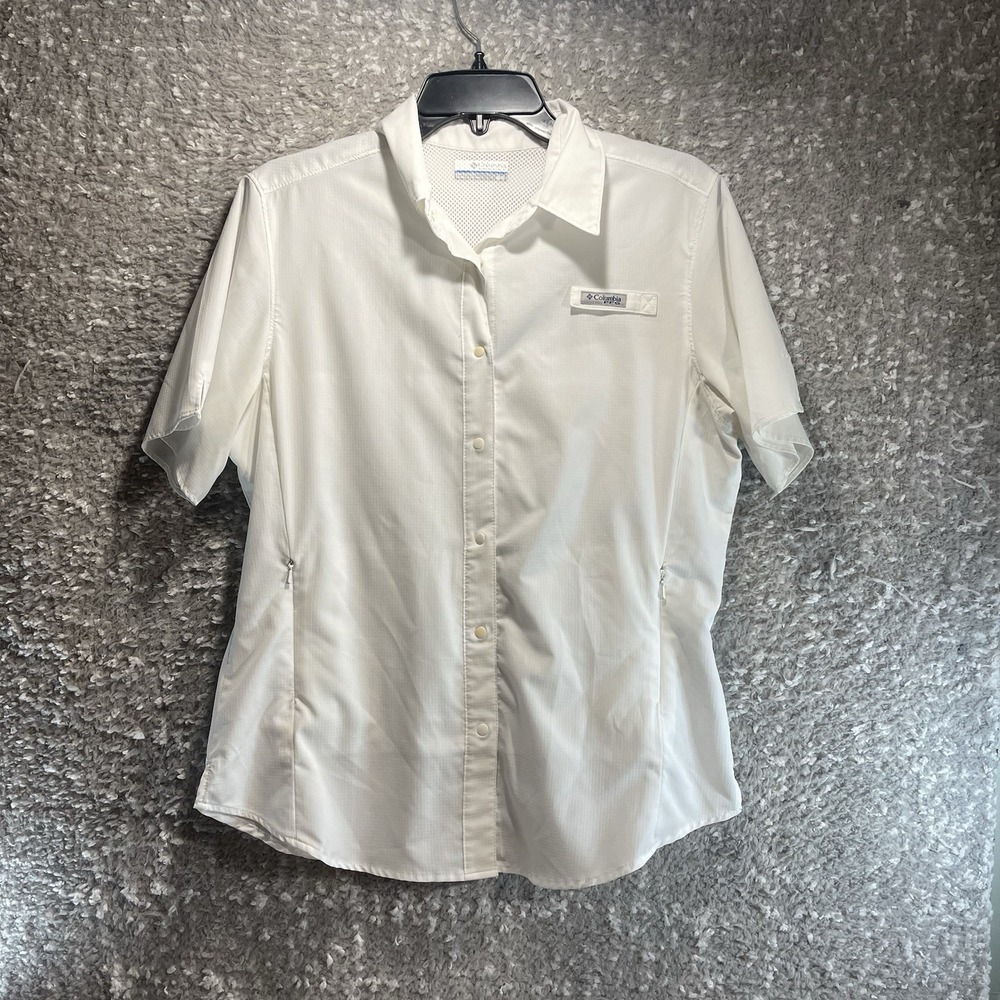 Columbia PFG Performance‎ Omni-Shade Snap Front Short Sleeve Polyester Outdoor M